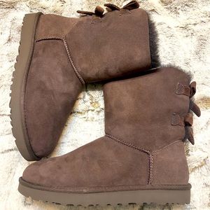 UGG Dark Brown Bailey Bow Boots NWT Size 10